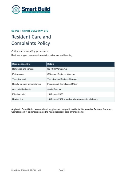 Cover of Complaints and resident care
